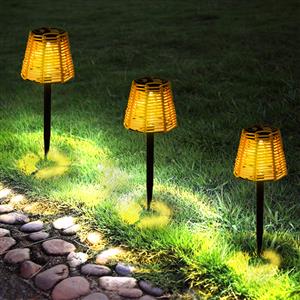 Warm light iron art floor plug-in solar lawn lamp