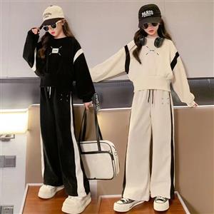 New Korean version of girls' casual sports two-piece set for middle-aged and young children, trendy