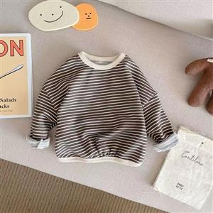 Boys T-shirt Korean version girls striped hoodie baby loose long sleeved children's top