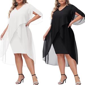 Chiffon dress solid color oversized women's clothing