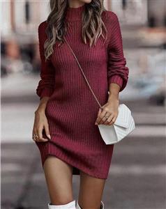 clothFall/Winter 2023 New European and American Turtleneck Sweater Women's Long Sleeve Knitwear Dres