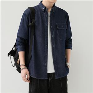 Casual solid color workwear shirt jacket for men